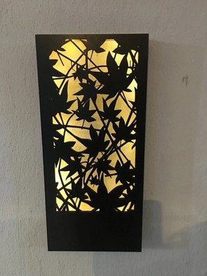 Mikasso Yaprak Motifli Peri Led(Günışığı) Pilli Siyah Mdf Ahşap Duvar Dekoru 36X18CM(PILLER Dahil) Ahşap Siy