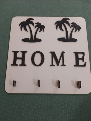 Mikasso Palmiye Home Dekoratif Anahtar Askılığı Ahşap Mdf Dekorasyon Ahşap Beyaz