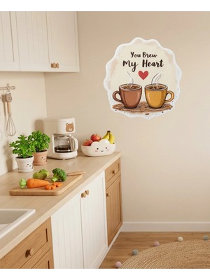 Mikasso 'you Brew My Heart Duvar' Sticker Plastik Çok Renkli