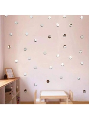 Mikasso 100X Gümüş ve 100X Gold Dekor Süs Yuvarlak Ayna 200X Adet Pleksi Dekoratif 3*3cm Plastik Gümüş
