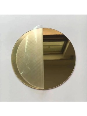 Mikasso Dekoratif Yuvarlak Gold Ayna Pleksi Duvar Süsü 2 Adet ( Yapışkanlı ) Plastik Altın