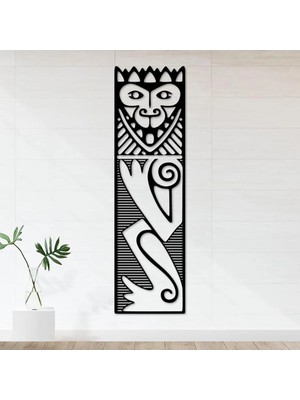 Mikasso 50X18 cm Afrika Desenli Ahşap Duvar Panosu Ahşap Siyah