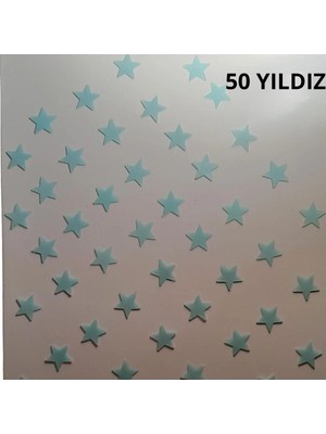 Mikasso Gece Çok Parlamayan Az Fosforlu, Yeşil Renkli, Tavan, Duvar, Pano Süsü, Ödev Stickerları Plastik Yeş