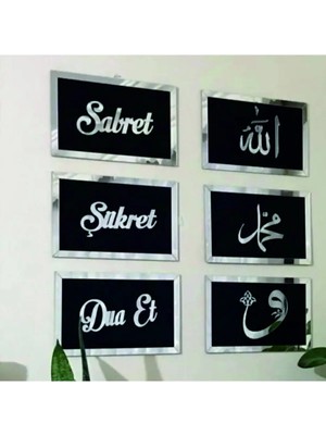 Mikasso Silver Sabret Şükret Dua Et Allah Muhammed ve Vav 6'lı Set Plastik Gümüş
