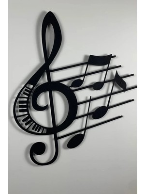 Mikasso Sol Anahtar Müzik Nota Ahşap Duvar Sanat Lazer Kesim Tablo Hediyelik Eşya Ahşap Siyah
