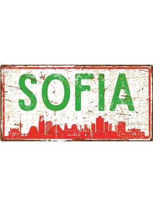 Mikasso Sofya Silüetli Dekoratif Alüminyum Tabela - Sofya Manzaralı Duvar Dekoru Levha - 10CM x 20CM Metal Ç