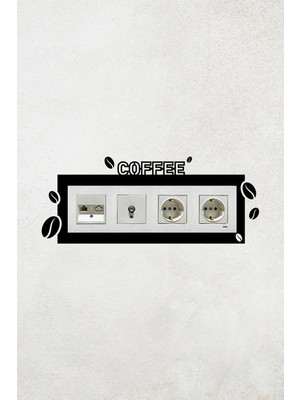 Mikasso Coffee Kahve Tasarım 4lü Priz Çerçevesi (Iç Ölçü 29,7x8,4 Cm) Dörtlü Dekoratif Çerçeve-Kahve Kosesi