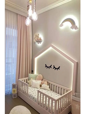 Mikasso Siyah Ahşap 2'li Kirpik Duvar Dekoru Salon Oturma Odası Yatak Odası Çocuk Odası Için 50X15CM Tablo S