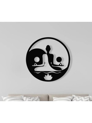 Mikasso Duvar Dekorasyonu Mdf Yoga 45X45CM Dekor Tablo Ahşap Siyah