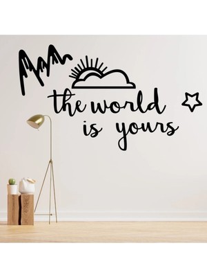 Mikasso The World Is Yours Ahşap Duvar Süsü - Duvar Dekoru ( 70X40 cm ) Ahşap Siyah