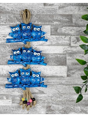 Mikasso Renkli Turkuaz Baykuş Duvar Süsü, Dekoratif Bahçe, Balkon Süsü Turkuaz Polyester