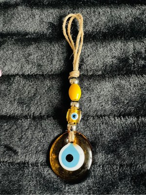 Mikasso Sarı Cam Nazar Boncuğu Duvar Süsü(5 Cm) Cam Sarı