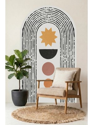 Mikasso Bohem Duvar Sticker Tekli Oval Plastik Gri