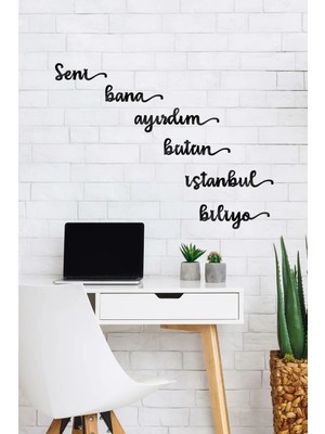 Mikasso Seni Bana Ayırdım 5mm Ahşap Dekoratif Duvar Yazısı Ahşap Siyah Tek Ebat