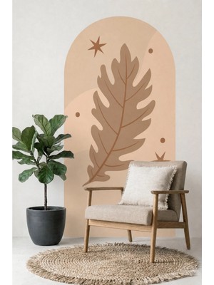 Mikasso Boho Oval Dekoratif Duvar Sticker Plastik Bej