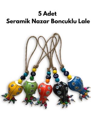 Mikasso Seramik Lale Dekoratif Hediyelik Otantik Estetik Asılabilir Süs Bahçe Balkon Duvar Dekorasyon Objesi