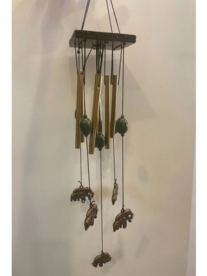 Mikasso Deprem Zili Çanı Duvar Rüzgar Çanı Zili Feng Shui Ejderha Yılı Metal Borulu Fil Objeli Metal Çok Ren