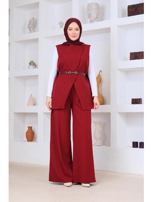 Esma Gündoğdu Yelekli Takım Bordo