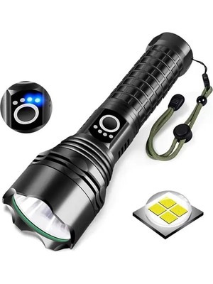 Sh Ticaret Relax-30 P50 Su Geçirmez Zoomlu Flash Özellikli Şarjlı Metal Kasa Profesyonel El Feneri