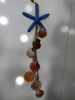 Mikasso Trenddünyası Özel Halkalı Deniz Kabuklu Mavi Deniz Yıldızlı Rüzgar Çanı Bahçe Balkon Dekoratif Süs P