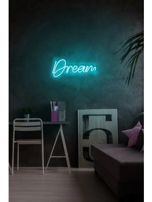 Mikasso LED Dekoratif Duvar Aydınlatması Neon Duvar Yazısı Sihirli LED Mesajlar - Dream Plastik Mavi