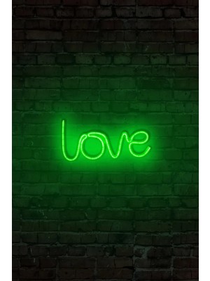 Mikasso Love - LED Dekoratif Duvar Aydınlatması Neon Duvar Yazısı Sihirli LED Mesajlar Plastik Yeşil