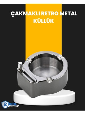 Aslanoğlu Store Mey Ithalat® Yuvarlak Çakmaklı Küllük Dayanıklı Metal Yapı
