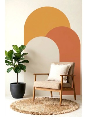 Mikasso Bohem Oval Boho 3'lü Duvar Sticker Plastik Turuncu