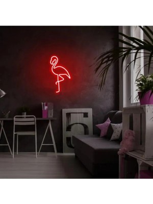 Mikasso LED Dekoratif Duvar Aydınlatması Neon Duvar Yazısı Sihirli LED Mesajlar - Flamingo Plastik Kırmızı