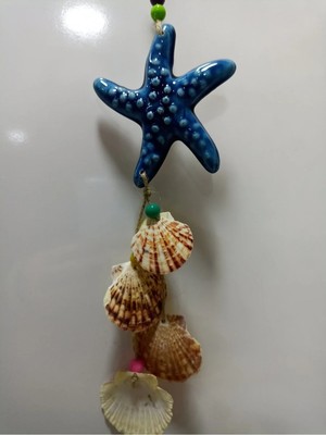 Mikasso Trenddünyası Seramik Turkuaz Deniz Yıldızı Dekoratif Deniz Kabuklu Duvar Bahçe Balkon Süsü Seramik T