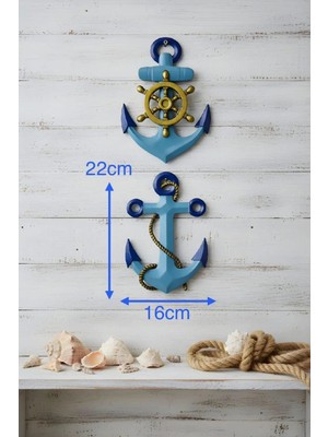 Mikasso Çapa ve Dümen Desen Duvar Süsü 16 x 22 cm Mavi-Lacivert-Altın Mavi Poliüretan