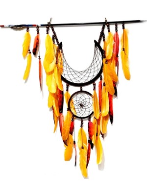 Mikasso Ok ve Ay Modelli Turuncu Dream Catcher Duvar Süsü Çok Renkli