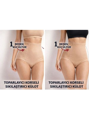 Dorya Toparlayıcı Korseli Yüksel Bel Sıkılaştırıcı Külot- 1 Beden Daha Ince Görünüm