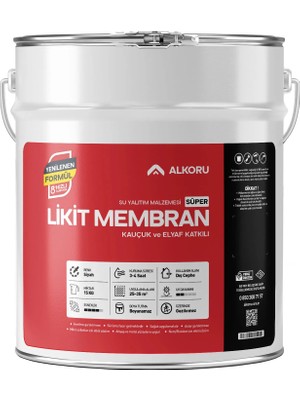 İZOAL ALKORU 15 KG Süper Kauçuk ve Elyaf Katkılı Likit Membran UV Dayanımlı Teras Çatı Balkon Su Yalıtımı ve İzolasyonu