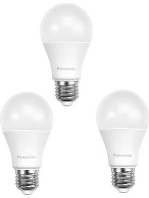 Panasonic LED Ampul 8,5W-60W 3'lü Paket 2700 Kelvin Sarı Işık E-27 Duy Tipi