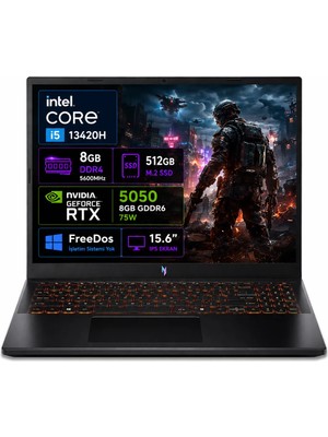 Acer Nitro V 15 ANV15-52 Intel Core i5 13420H 8GB 512GB SSD RTX5050 Freedos 15.6'' 165Hz Taşınabilir Bilgisayar NH.QZ7EY.003