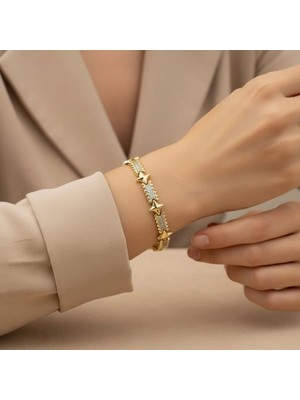 Stil Incisi/xupıng Jewelry Yıldız Zirkon Taşlı Bileklik