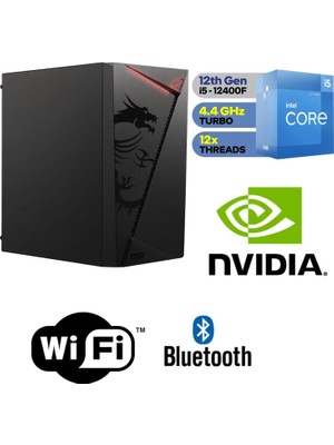 MSI Şafak-Ofis Pc Intel Core I5 12400F  Gt 4gb Ekran Kartı 16GB Ram 500GB M.2 SSD 600W Win 11 Pro Wi-Fi Masaüstü Ofis ve Iş Bilgisayarı Kasa