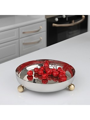 Kosova Sunumluk Tabak Punto Ayaklı Gold 25 cm NRN-0006A