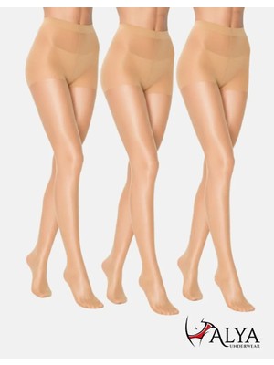 Alya Underwear Kadın Külotlu Çorap, Parlak Ince, 15 Denye, Fit, 3'lü Paket, Kaçmaya Karşı Dayanıklı, Ten (57), S/m