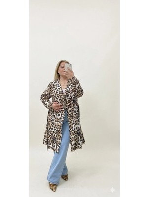 Fırfır Moda Leopar Astarsız Trençkot