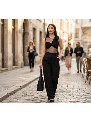 Fırfır Moda Transparan Bluz