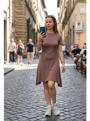 Fırfır Moda Modal Kloş Elbise