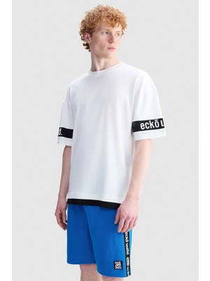 Ecko Unltd. Easton Oversize Bisiklet Yaka Baskılı %100 Pamuk Erkek Beyaz Tişört