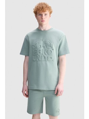Ecko Unltd. Brooks Loose Fit Bisiklet Yaka Baskılı %100 Pamuk Erkek Yeşil Tişört
