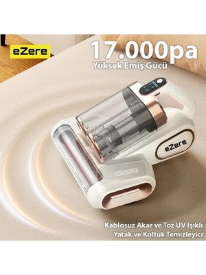 OEMTR Ezere Dustaway 17000PA Güçlü Kablosuz Akar ve Toz Uv Işıklı Yatak ve Koltuk TEMIZLEYICI-1852