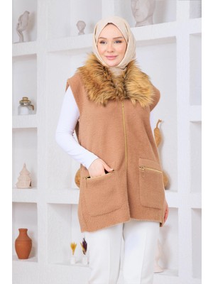 Esma Gündoğdu Kürklü Angora Yelek Bisküvi