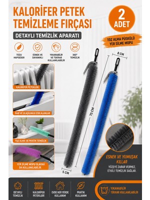 Neler Geldi Neler Kalorifer Petek Temizleme Fırçası 70 cm 2 Adet Esnek Radyatör Temizlik Fırçası Toz Alma Aparatı Yer Silme Mopu