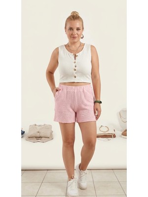 Fırfır Moda Gofre Cepli Şort
