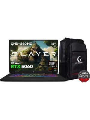 Game Garaj Slayer R9M-5060 C7 Amd R9 8940HX 16GB Ram 1tb SSD RTX5060 16" 240Hz Qhd+ IPS Freedos Gaming Laptop